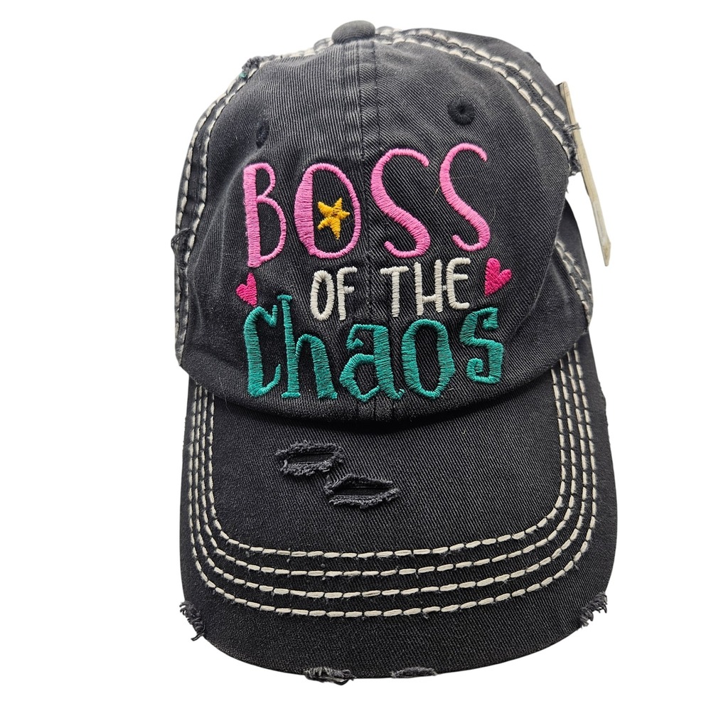 KBETHOS Vintage style Mom Life Boss‎ of Chaos Distressed Baseball Cap grey Women